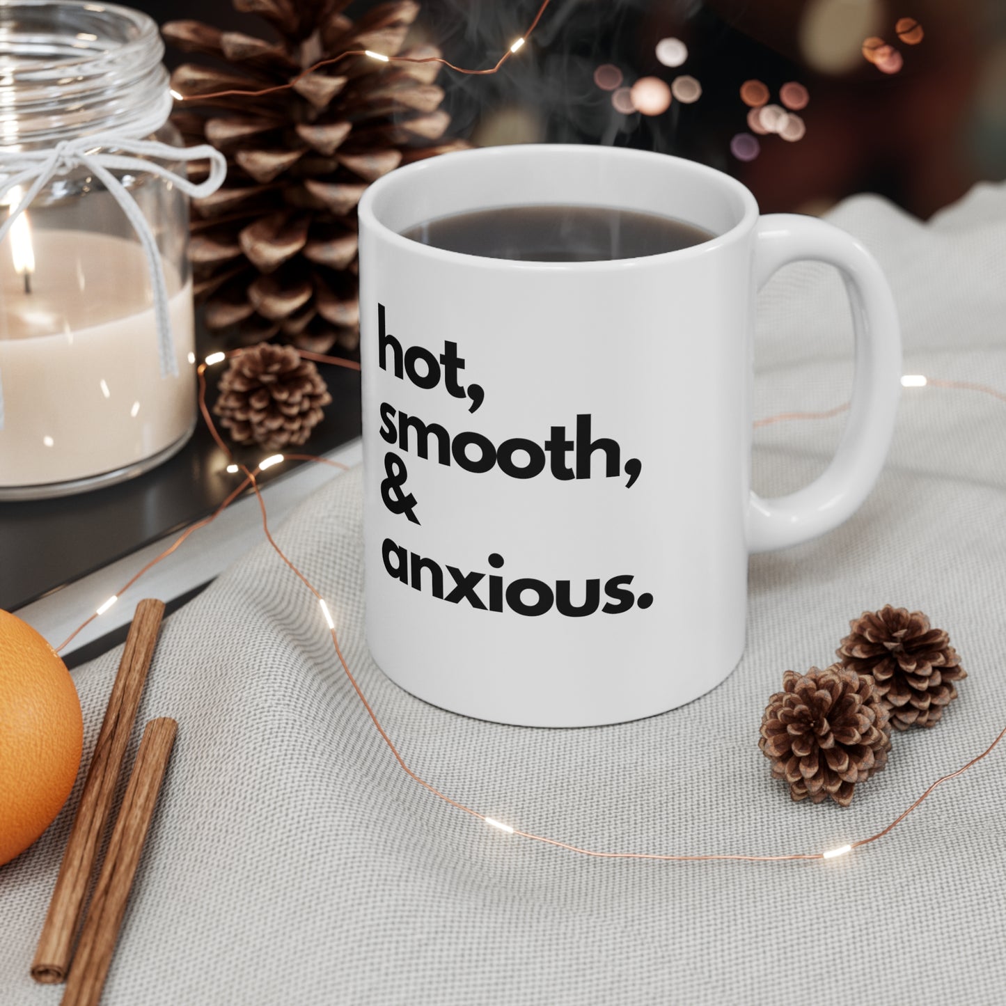 Taza caliente, suave y ansiosa