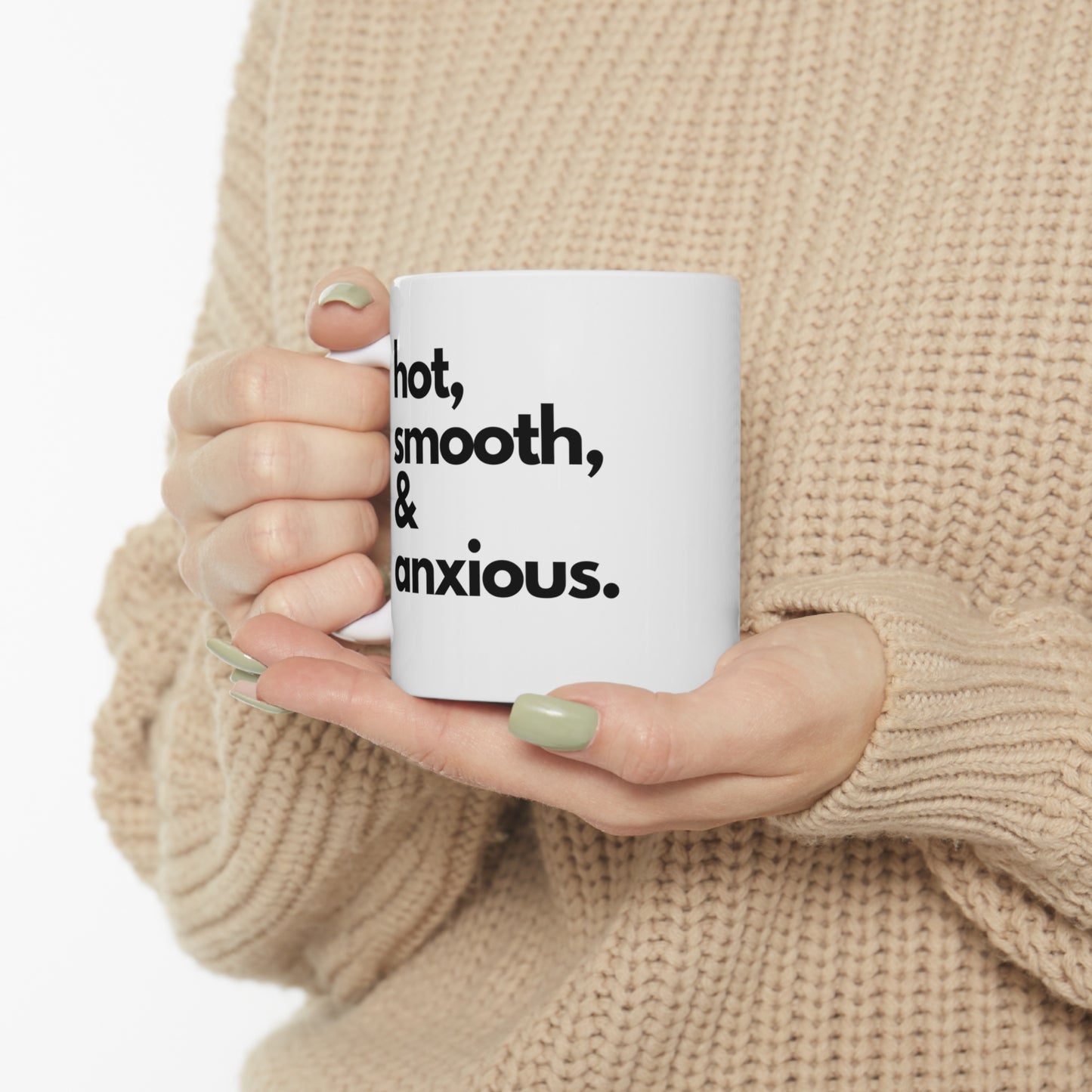 Taza caliente, suave y ansiosa