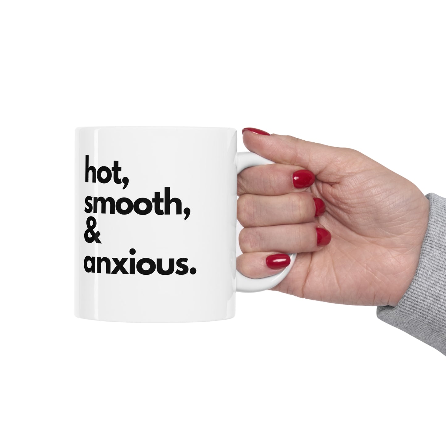 Taza caliente, suave y ansiosa