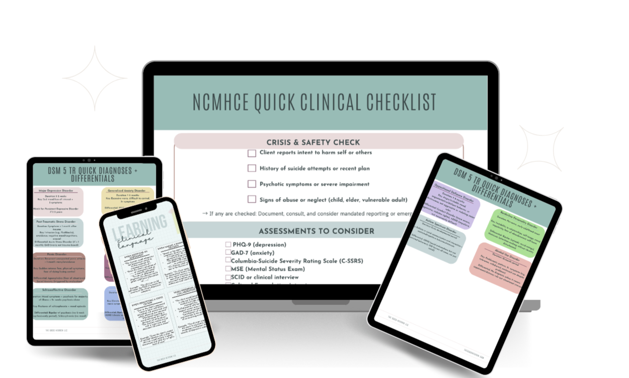 NCMHCE Clinical Cheat Pack + Clinical Language examples