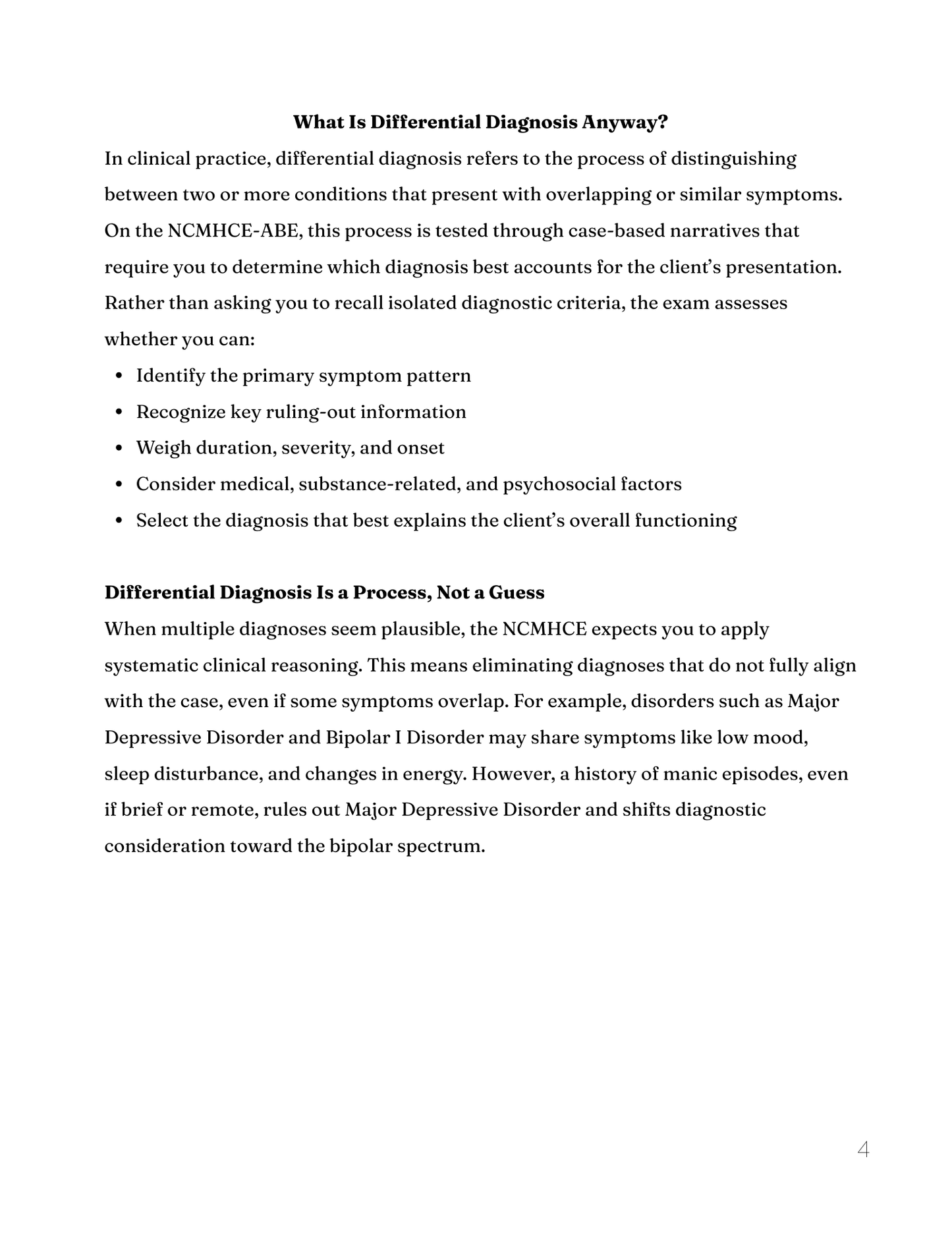 Rule it Out! A Guide to Differential Diagnosing for the NCMHCE