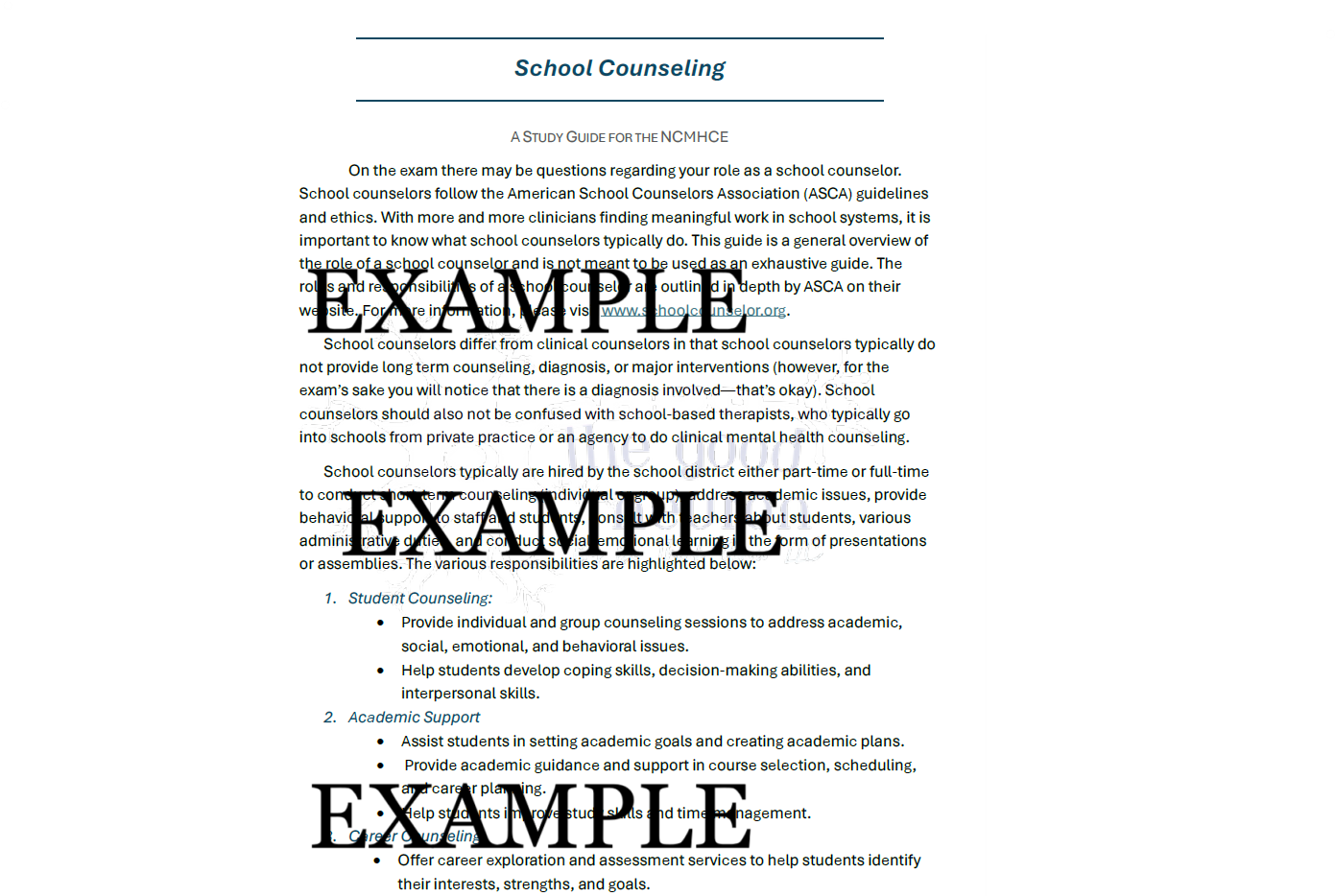 NCMHCE Mental Health Counselors in Educational Settings