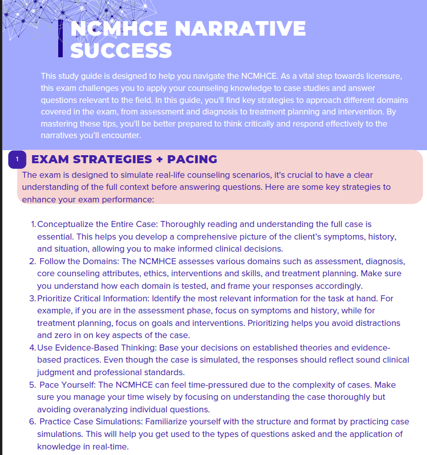 NCMHCE Narrative Tips