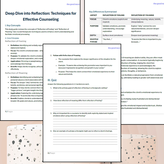 Deep Dive Into Reflection: Techniques for Effective Counseling Worksheet