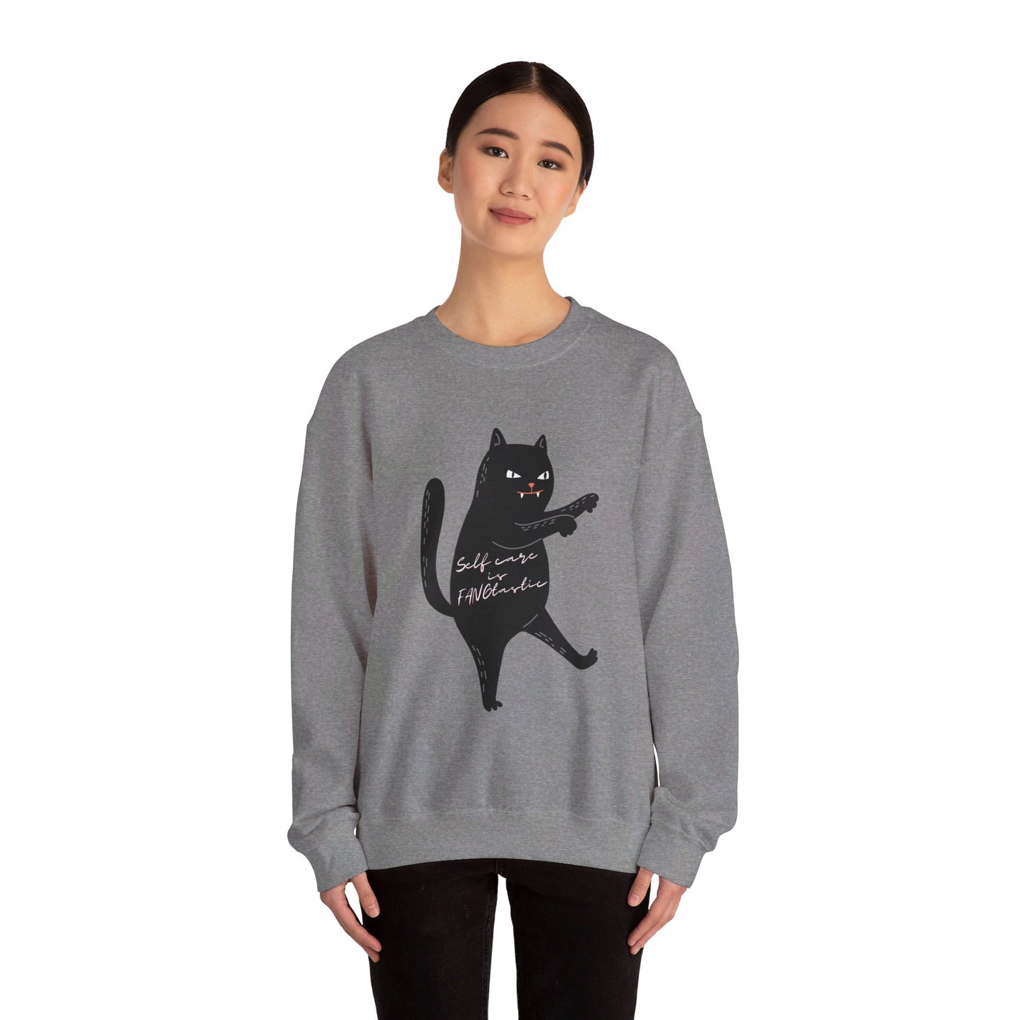 Gato Negro es Fangtastic Crewneck Sudadera