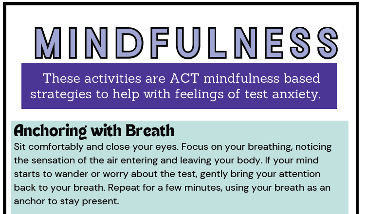 Test Anxiety Infographic + 7 Mindfulness Activities