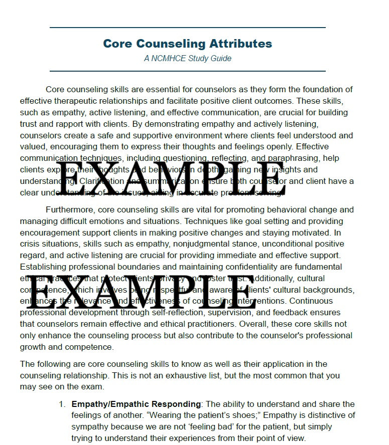 Success Counseling Example NCMHCE Core Counseling Attributes Study Guide – The Good Neuron