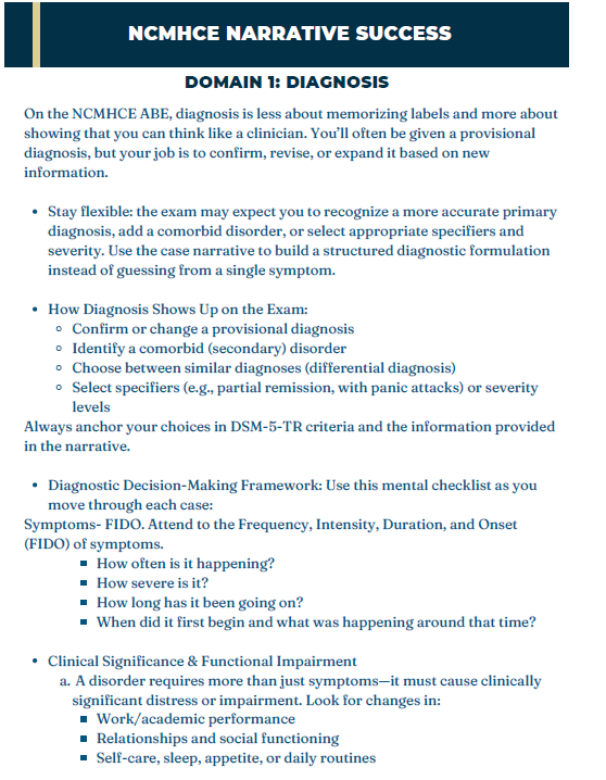NCMHCE Narrative Playbook 2026
