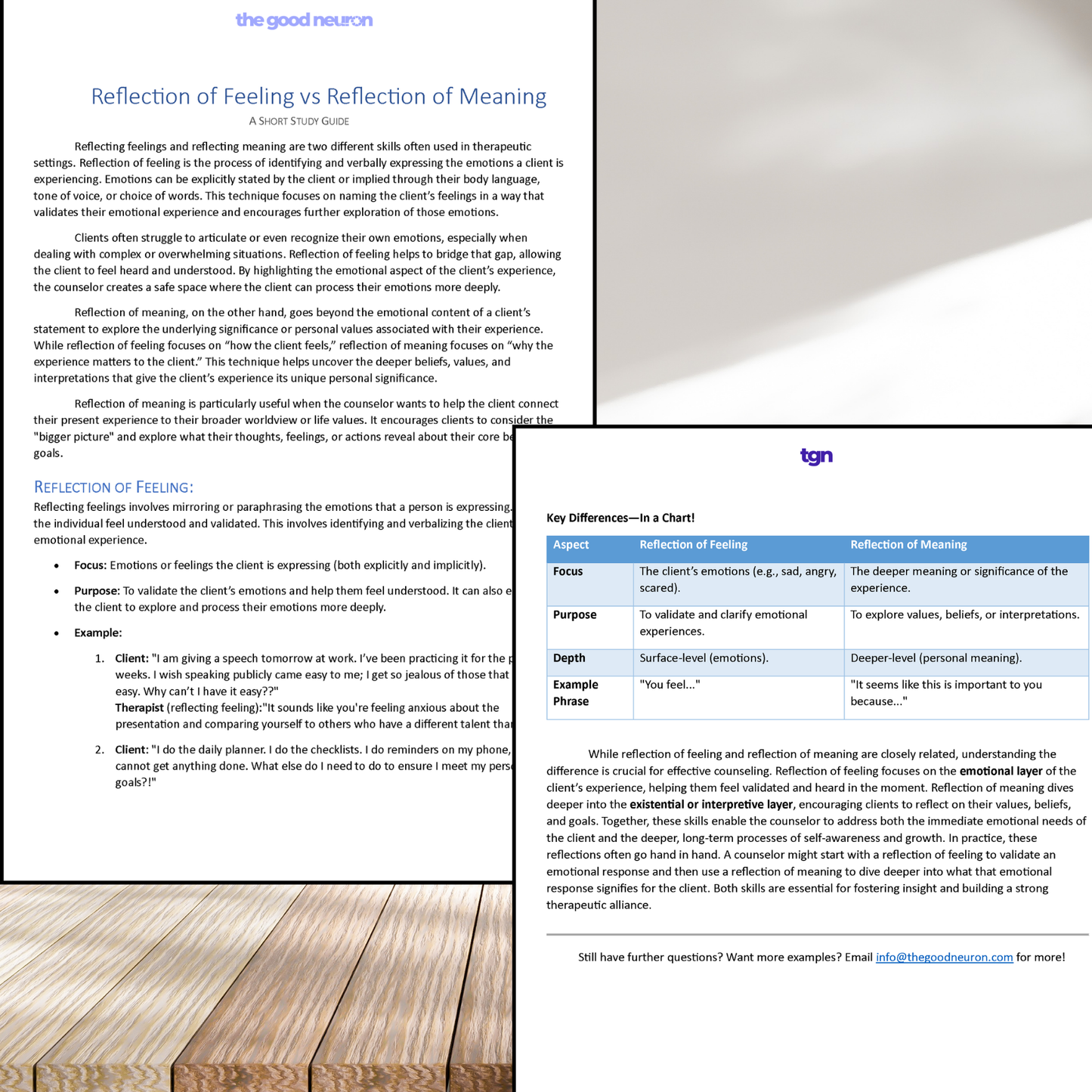 Reflection of Feeling vs Meaning Study Guide